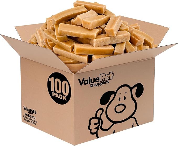 ValueBull Himalayan Yak Cheese Dog Chews, Small, 100 ct Wholesale Pack - Long Lasting for Aggressive Chewers, All Natural, Healthy & Safe, Low Odor Nepal Yak Milk Chews