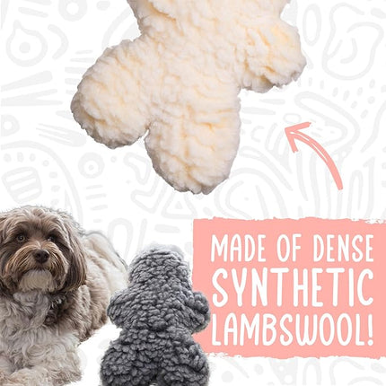 HuggleHounds Plush Dog Toy - Fuzzy Dog Toy, Plush, Soft Fleece, Interactive, Durable, For Small and Large Breeds, Puppy Toy - HuggleFleece Beige Man, Small