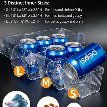 Pawfly Aquarium Fish Breeding Box, Fish Tank Hatchery Incubator with 6 Suction Cups Acrylic Hatching Box for Baby Fish Shrimp Betta Medium Acclimation Isolation Box