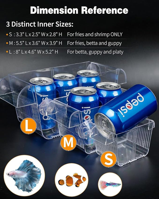 Pawfly Aquarium Fish Breeding Box, Fish Tank Hatchery Incubator with 6 Suction Cups Acrylic Hatching Box for Baby Fish Shrimp Betta Medium Acclimation Isolation Box