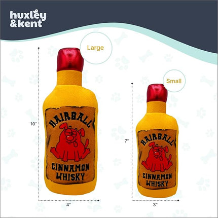 Huxley & Kent Funny Dog Toy w/Squeaker – Power Plush Squeaky Dog Toys for Small, Medium & Large Dogs – Soft Stuffed Animal for Indoor Play & Fetch - Hairball Cinnamon Whiskey, Small