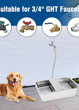 BWOGUE 5 Gal Automatic Dog Water Dispenser for Large Dogs Stainless Steel Outdoor Water Bowl Large Breed Self Filling Dog Waterer Feeder for Dogs Cat Chicken Livestock