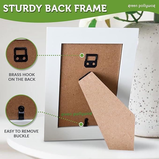 Green Pollywog Screenprinted Paw Print Picture Frame | White Hand-Finished Pinewood | Fits 5” x 7” Photo | Pet Lover Gift