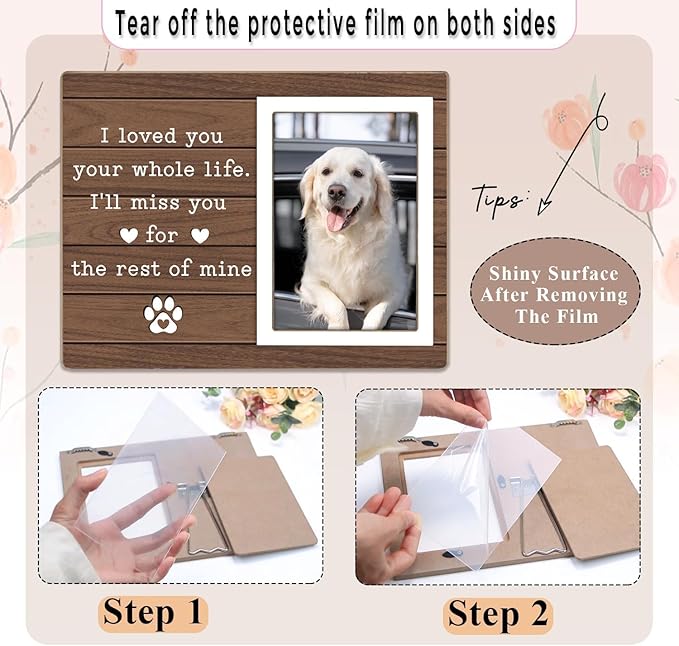 Pet Memorial Picture Frame, Pet Picture Frame Cats or Dogs Frame, Memorial Pet Loss Photo Frame, Pet Loss Sympathy Gift for Pet Owner, I'll Miss You for the Rest of Mine,4x6Inch Photo