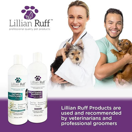 Lillian Ruff Brightening Shampoo & Oatmeal Conditioner Set for Dogs – Safe for Cats - Tear Free Coconut Scent with Aloe for Normal, Dry & Sensitive Skin