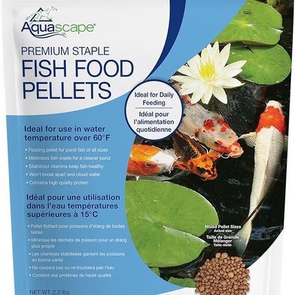 Aquascape Premium Staple Pond and Koi Fish Food, Mixed Pellet Size, 2.2-Pounds