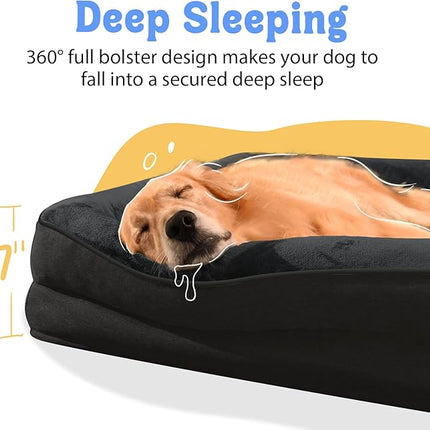 Dog Bed for Medium Large Size Dogs - Memory Foam Soft Pet Couch Sofa with Removable Cover Waterproof Bolster