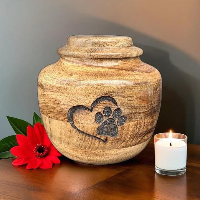 Wooden Urn for Dog Wooden Pet urn Cremation Urn for pet Urns for Dogs Ashes Wooden Pet Urn Box Small Wooden urn (Medium (7" Hx6 Diameter)(110Cu/In))