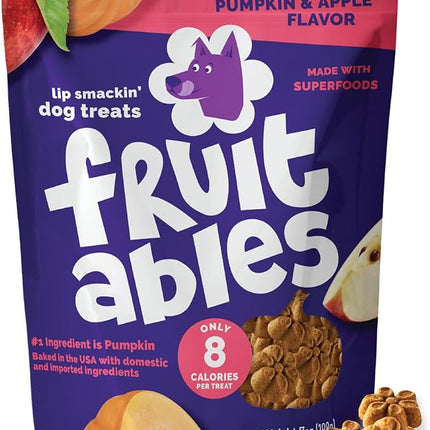 Fruitables Baked Dog Treats, Healthy Pumpkin Treat for Dogs, Low Calorie & Delicious, No Wheat, Corn or Soy, Made in the USA, Pumpkin and Apple Flavor, 7oz