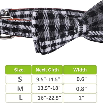 Faleela Soft &Comfy Bowtie Dog Collar,Detachable and Adjustable Bow Tie Collar,for Small Medium Large Pet (Large(Pack of 1), Black and Whit)