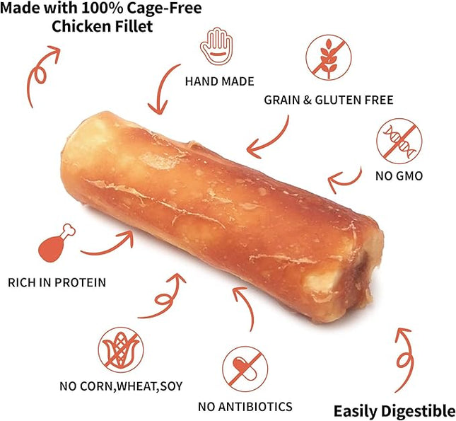 Gluten Free Rawhide Free Dog Chew Chicken Rolls Mini 2.5" for Small Dogs 10 pcs/Pack