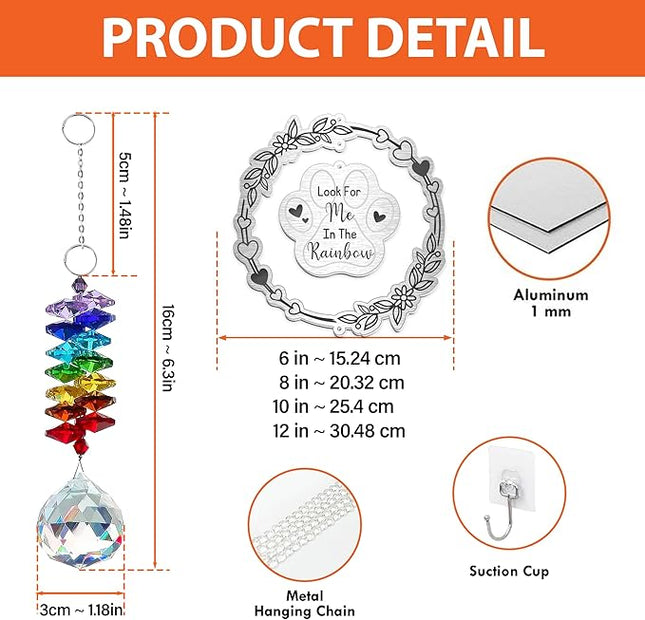 Look for Me in The Rainbow Dog Memorial Suncatcher - Personalized Aluminum Paw Print Ornament - Rainbow Bridge Pet Loss Gift for Dog Lovers - Custom RIP Pet Keepsake 2025