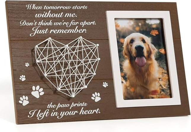 Pet Memorial Gifts, Pet Loss Memorial Frame Leave Paw Prints on our Hearts, Paw Prints Sympathy Frame Gift for Loss of Dog and Cat