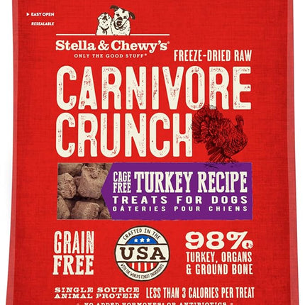 Stella & Chewy's Freeze-Dried Raw Dog Treats - Carnivore Crunch for Training - Natural Limited Ingredient, Grain-Free - Perfect for Picky Eaters - Turkey Recipe - 3.25 oz Bag