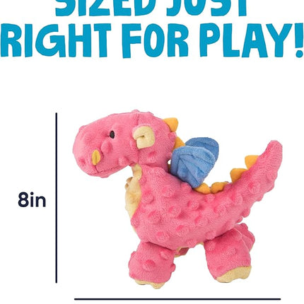 goDog Bubble Plush Dragons Squeaky Dog Toy, Chew Guard Technology - Coral, Small