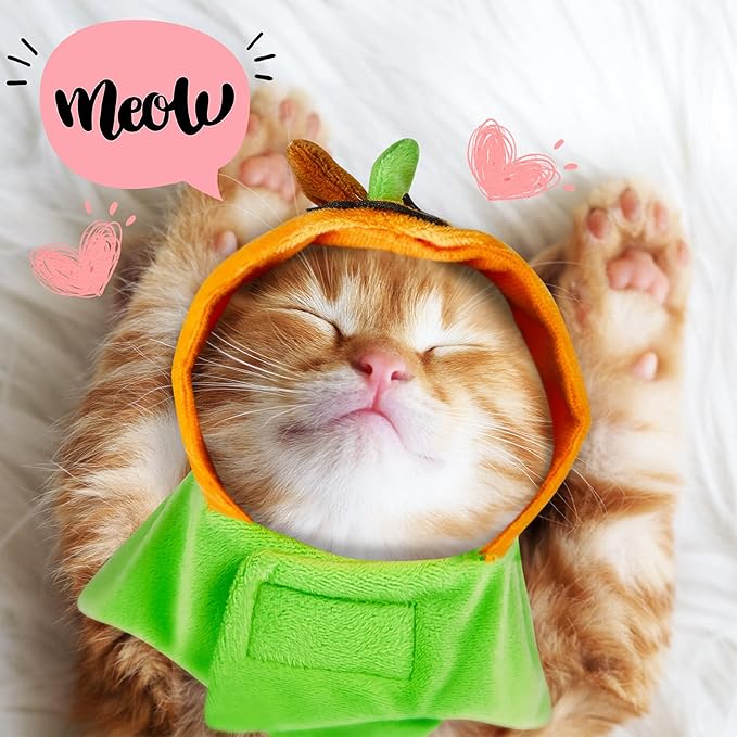 2 Pieces Halloween Pet Costumes Halloween Cat Bat Costume with Night Fluorescence and Halloween Pet Pumpkin Hat for Pet Cat and Small Dog Halloween Party Cosplay Party Decorations