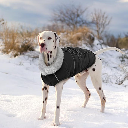 Lelepet Warm Dog Coat Reflective Dog Fleece Vest Waterproof Jacket Windproof Winter Cold Weather Coats with Adjustable Buckle Jackets for Dogs, Black, M