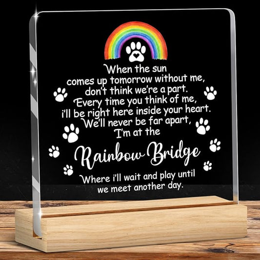 Pet Memorial Gifts,Rainbow Bridge Dog Memorial Gifts， Sympathy Gift for Loss of Dog Cat, Pet Memorial Acrylic Rainbow Bridge Decorations Condolences Gifts for Pet Loss Remembrance Keepsake A02