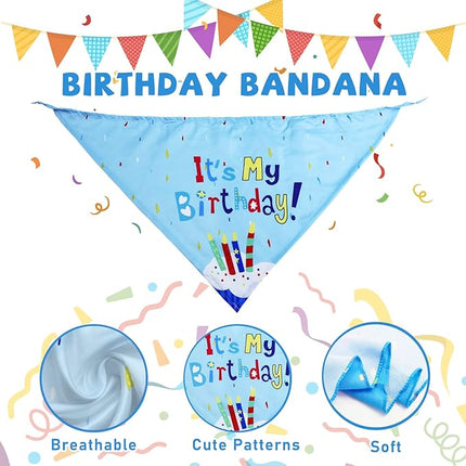 Dog Birthday Toy Set, 9Pcs Plush Pet Toy for Small Dogs, Includes Squeaky Cake Hat, Bandana, Dessert Themed Toys, Balloons, for Dog Birthday Party