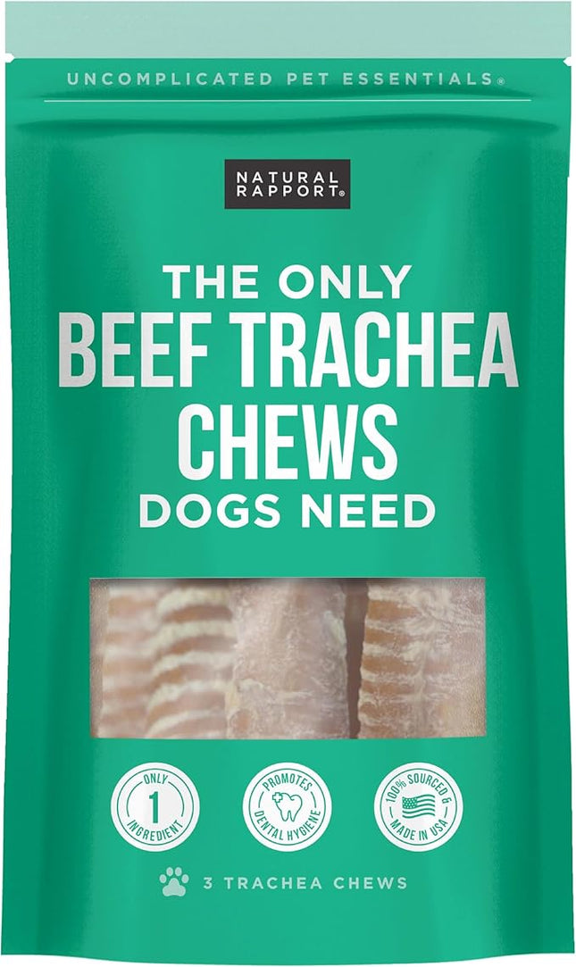 Natural Rapport Beef Trachea Dog Treats - The Only Beef Trachea Chews Dogs Need - All Natural Dog Treats for Small and Large Dogs (3 Chews)