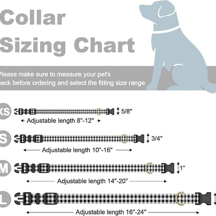 Rnivvi Dog Collar for Medium Dogs, Cute Heavy Duty Adjustable Puppy Collar with Quick Release Buckle for Boy Girl & Female, Pet Accessories for Walking Running, M Length 1" Width, Black White Tartan