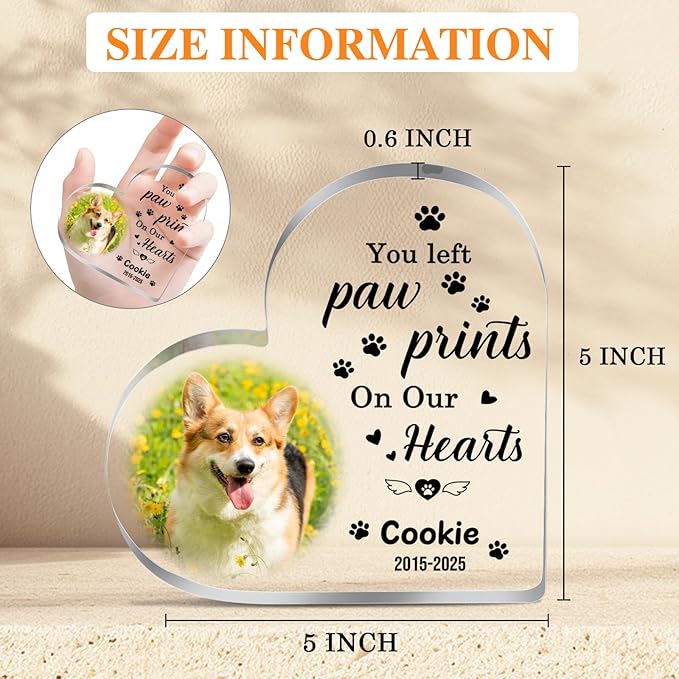 Dog Memorial Gifts for Loss of Dog, Custom Pet Memorial Plaque Gifts, Sympathy Gifts for Loss of Dog Cat, Pet Bereavement Remembrance Gifts Dogs Passing Away Gift, Custom Pets Memory Keepsake