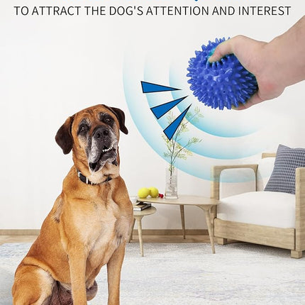 4.5” Heavy Duty Squeaky Dog Balls for Medium Large Dogs, Dog Toys for Aggressive Chewers, Spike Ball Toys for Clean Teeth and Training(2 Pack) (4.5" red and Blue)