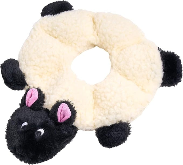 ZippyPaws Loopy - No Stuffing Dog Toys to Keep Them Busy, for Small, Medium, & Large Dogs, Squeaky Pet Toy for Boredom, Unstuffed Chew Toy, Soft Plush Puppy Products, Sheep - 10"