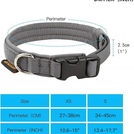 EXCELLENT ELITE SPANKER Nylon Puppy Dog Collar Adjustable Soft Padded Collar Heavy Duty Quick-Release Buckle Lightweight No-Choke for Small Medium Dogs(Grey,s)