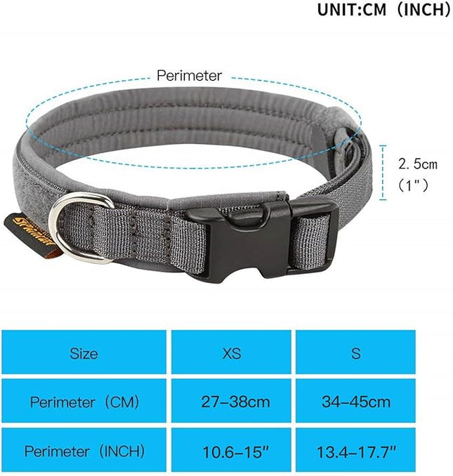 EXCELLENT ELITE SPANKER Nylon Puppy Dog Collar Adjustable Soft Padded Collar Heavy Duty Quick-Release Buckle Lightweight No-Choke for Small Medium Dogs(Grey,s)