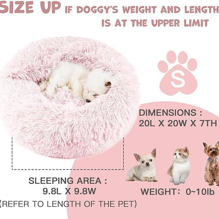 Himax Dog Beds for Small Dogs&Cats, Comfort Dogs Beds with Blanket Attached, Calming Anti-Anxiety Fluffy Dog Bed Washable (20"/26"/35") Pink