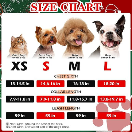 EXPAWLORER Christmas Puppy Harness - Dog Collar and Leash - Soft Mesh Padded Adjustable Step in Small Dog Vest Harness No Pull, Reflective Escape Proof for Outdoor Walking, Red S