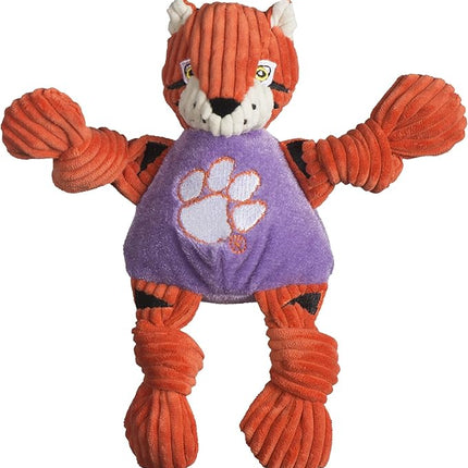 HuggleHounds Knottie Plush Dog Toy - Stuffed Animal Toy, Puppy Toys, Squeaky Dog Toy for Small, Medium & Large Dogs, Durable Plush to Keep Busy, Officially Licensed - Clemson Uni Tiger, Small