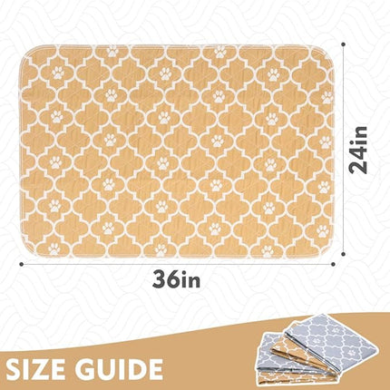 KOOLTAIL Washable Pee Pads for Dogs, 4 Packs Super Absorbent Leakproof & Non-Slip Dog Pee Pad Large, Reusable Puppy Training Pads Waterproof, Pet Mat Rug for Whelping,Floor,Crate Cats Animals, 24"x36"