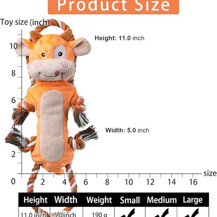 Dog Toys, Tug of War Dog Toys for Large Breed, Cute Squeaky Interactive Dogs Toy with Crinkle Paper, Plush Puppy Chew Toy for Small, Middle, Big Dogs (Cow-SS)