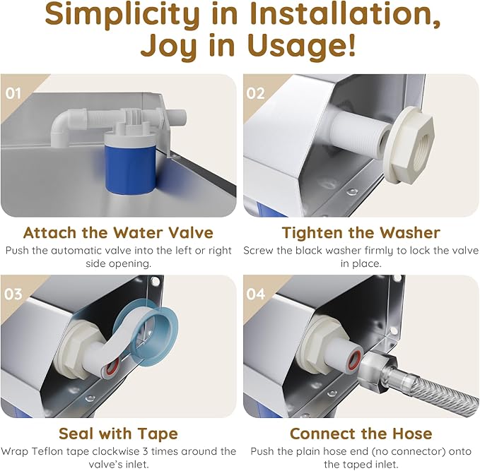 1 Gallon Automatic Water Dispenser for Dogs Cats Rabbits, Stainless Steel Dog Water Bowl, No Electricity Auto Fill Waterer Feeder, Fit 3/4" GHT Faucet, Wall-Mounted, Indoor Outdoor Use