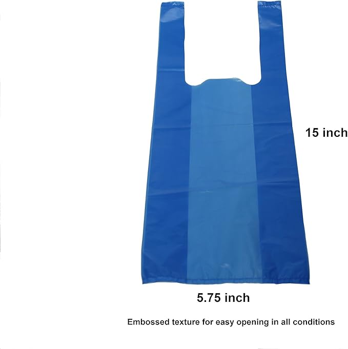 200 Black Easy Open & Easy-tie Handle 15" Strong Leak- Proof Poop Bags, Dog Waste Bags Made in USA (not on rolls) (Blue)