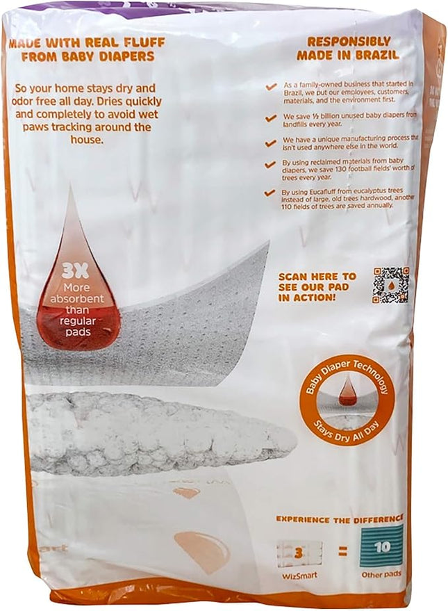 WizSmart Heavyweight Dog Pee Pads for Large Dogs, Puppies, Seniors – Ultra Absorbent, Leak Proof, Odor Control, Quick Dry, Training Pads with Stay Put Tabs – 23.5" x 22", 10 Cup Capacity