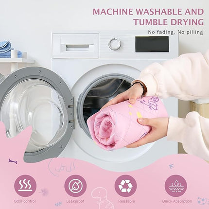 IEUUMLER Washable Pee Pads for Dogs Extra Large 71" x 71", 1 Pack Non-Slip & Waterproof Whelping Pad, Reusable Puppy Potty Training Pad for Playpen EU007 (Pink Dinosaur, 71"X71"-1pcs)