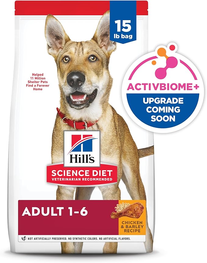 Hill's Science Diet Adult 1-6, Adult 1-6 Premium Nutrition, Dry Dog Food, Chicken & Barley, 15 lb Bag