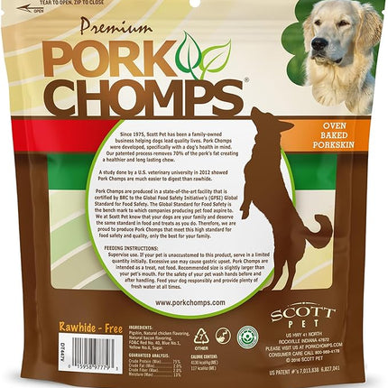 Pork Chomps Baked Pork Skin Dog Chews, 6-inch Twists, Assorted Flavors, 12 Count