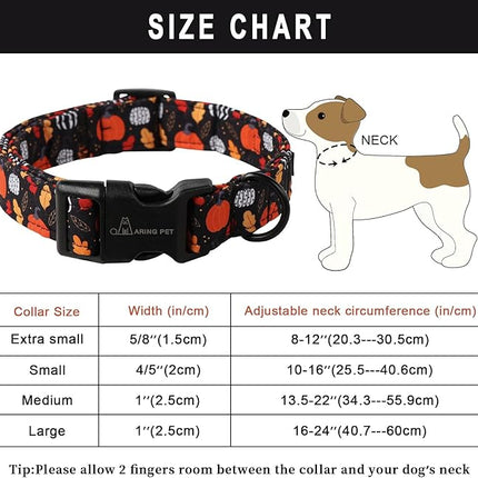 ARING PET Halloween Dog Collar, Cute Black Pumpkin Leaves Halloween Party Cotton Lightweight Pet Collars with Quick Release Buckle for Puppy Small Medium Large Boy Girl Dogs-S