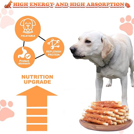 Puppy Training Snacks Dog Chews Treats Chicken Wrapped White Rawhide Sticks 1lb
