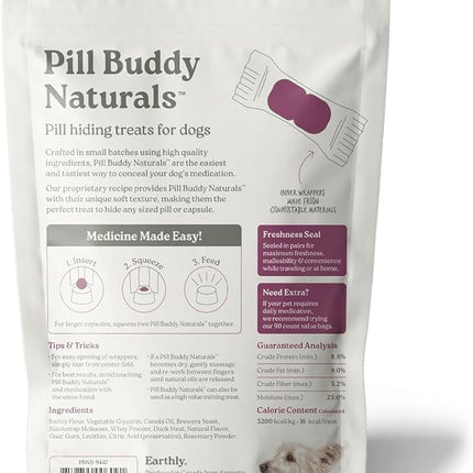 Earthly Pill Buddy Naturals - Duck (Chicken-Free) Pill Hiding Treats for Dogs - Pill Pocket for Any Size Medication - 30 Servings