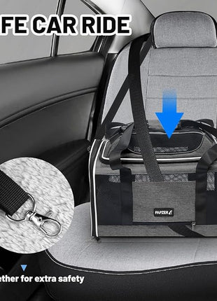 Cat Carrier Top-Expandable 18x11x11, United Delta American Airline Approved Dog Carrier, Soft-Sided Pet Carry Bag Under-Seat in Cabin, Puppy Airplane Travel Crate TSA Plane Kitten Cage Grey