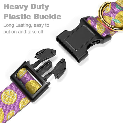 Rnivvi Dog Collar for Large Dogs, Cute Heavy Duty Adjustable Puppy Collar with Quick Release Buckle for Girl & Female, Pet Accessories for Walking Running, L Length 1" Width, Lemon
