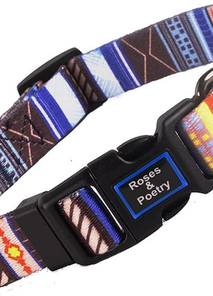 Roses&Poetry Dog Collar with Colourful Stripe Patterns, Adjustable Durable Puppy Collars for Small Medium Large Dogs (Stripe-XS)