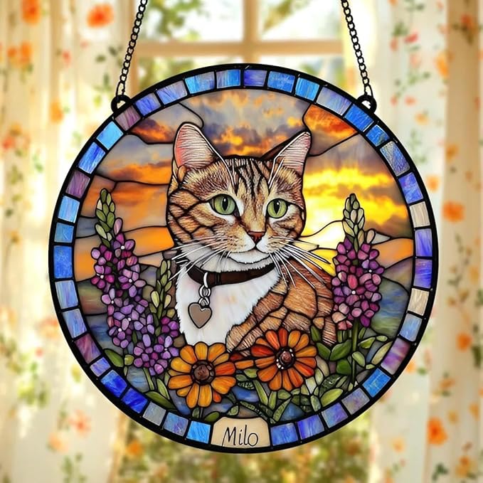 Custom Dog Portrait Stained Glass Suncatcher, Pet Memorial Stained Glass Photo Suncatcher, Staineds Glass Dog Memorial, Loss of Dogs Sympathy Gift Personalized, Pet Loss Gifts /11