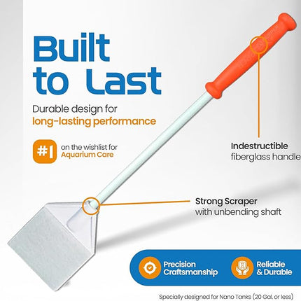 FL!PPER Flipper Platinum Aquarium Algae Scraper | Glass & Acrylic Tank Cleaner with Serrated Blade for Efficient Aquarium Maintenance (12” Nano)