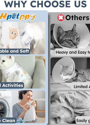 Cat Recovery Suit for Spay Abdominal Wounds, Breathable Cat Onesie for Cats After Surgery Female, Kitten Surgical Recovery Suit Female Cone of Shame Alternative for Cats Anti Licking